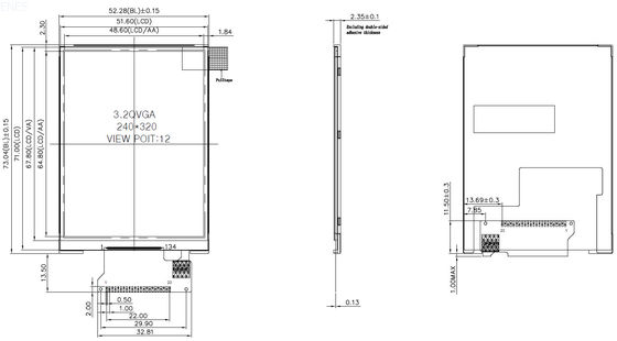 3.2 Inch 240x320 Resolution LCD Display Module OEM MCU TFT Custom