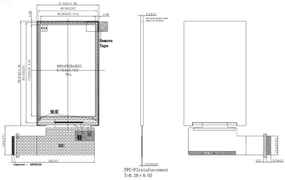 480 X 800 RGB IPS ST7701S 3.5 Inch TFT LCD With Touch Screen