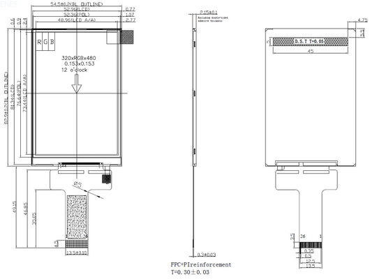 3.5 Inch 320x480 IPS TFT LCD Display MCU Custom Capacitive Touch Panel