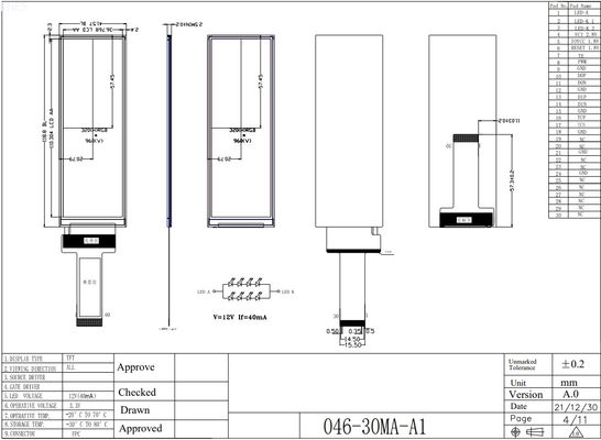 4.6 4.58 Inch Bar Type TFT LCD 320x960 TFT Display LCD ST7701S SPI RGB
