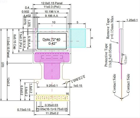 0.42'' 72x40 Monochrome OLED Display SSD1315 16 Pin 4 Wire SPI I2C White