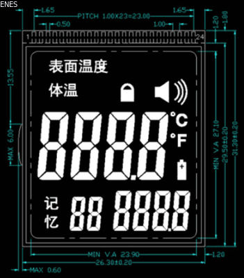 TN HTN STN FSTN VA Segment Graphic Monochrome LCD Display RGB  LCD Segment Display For Infrared Thermometer Custom